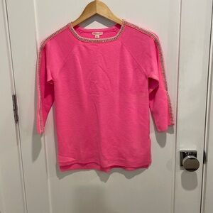 J Crew Crewcuts Girls Pink Kids Sweater with Embellished Trim 14 L New